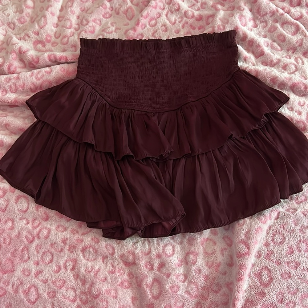 Mustard seed smoked waist ruffled skort